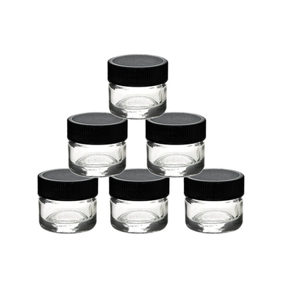 Couvercles en plastique Récipient en verre concentré Dab Jar Grade alimentaire 5ml 6ml 9ml Matériau en verre
