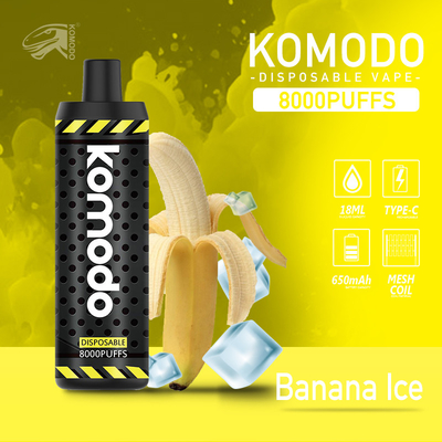 Nouveau stylo de vapotage jetable Komodo 8000 bouffées dispositif de vapotage à 2% de sel Nic