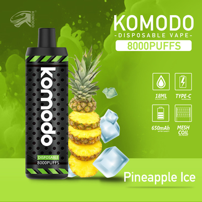 Nouveau stylo de vapotage jetable Komodo 8000 bouffées dispositif de vapotage à 2% de sel Nic