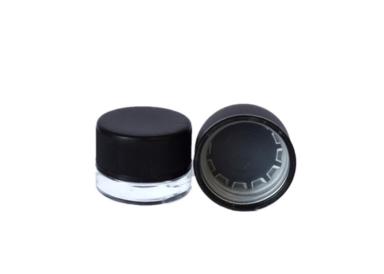 Un récipient en verre transparent et concentré durable, 5 ml avec un couvercle à l' épreuve des enfants.